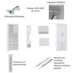Guarda Roupa Dormitório Modulado Alpes Solteiro Bancada de Estudo - Roupeiro Luciane M05:azul - 3