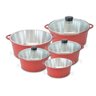 Panela Fundida Alumínio Batido Caçarolas 5 Peças Tampa de Vidro - Vermelho - 1