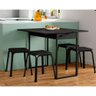 Conjunto: Mesa de Cozinha 1590 Extensível + 4 Banquetas Preto - Carraro - 1