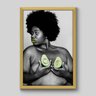Quadro Fotografia Mulher Negra Abacate - 45x30cm - Moldura Padrão Madeira - 1