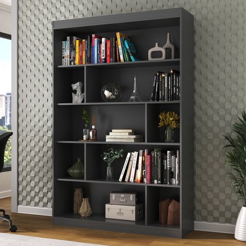 Estante para Livros 4 Prateleiras 181cmx120cm Home Office Espresso Móveis