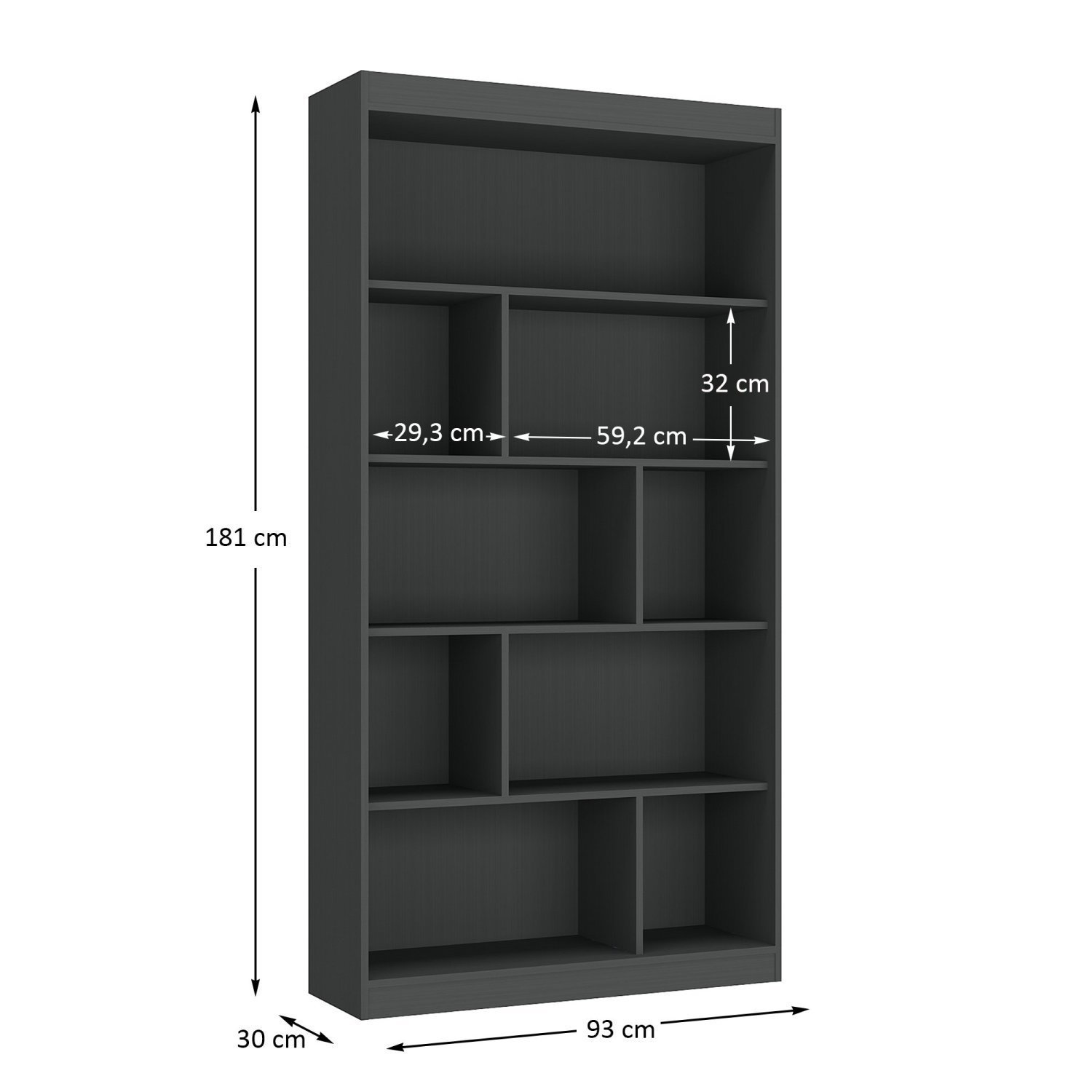 Estante para Livros 4 Prateleiras 181cmx93cm Home Office Espresso Móveis - 3