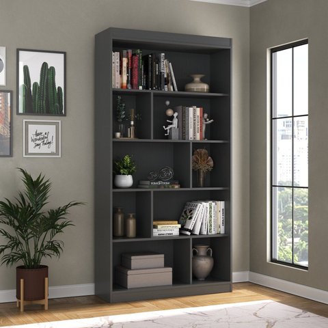 Estante de Livros 93CMX181CM 4 Prateleiras Home Office Espresso Móveis Grafite