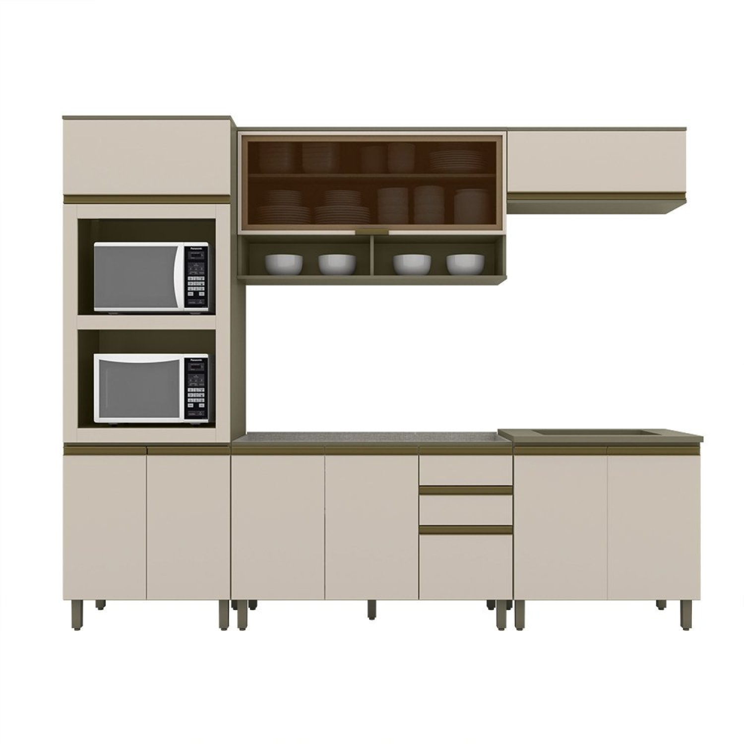 Cozinha Completa 6 Peças para Forno e Cooktop e Ilha Gourmet 9 Portas Aurora Espresso Móveis - 5