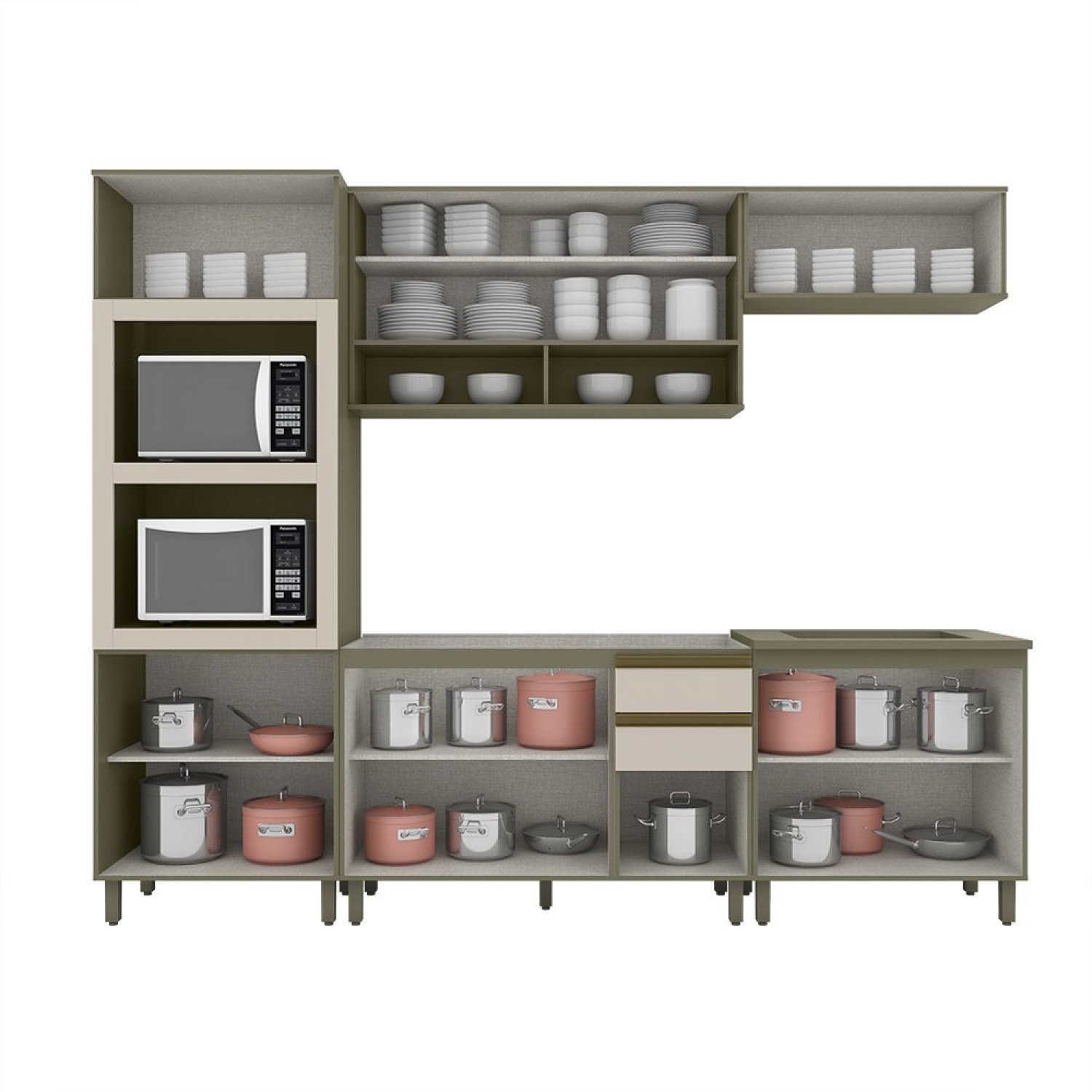 Cozinha Completa 6 Peças para Forno e Cooktop e Ilha Gourmet 9 Portas Aurora Espresso Móveis - 7