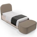 Ver imagem 1 de Cabeceira Cama Box 100cm Lanna com Puff Recamier Doha W01 Bouclê Bege - Lyam Decor