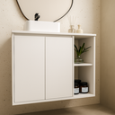 Ver imagem 1 de Gabinete de Banheiro Suspenso 70cm 2 Portas 1 Nicho Branco Minimalista