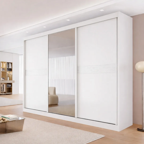 Guarda-Roupa Canadá 2,42m Branco 100% MDF- 3 Portas - Bianchi Móveis
