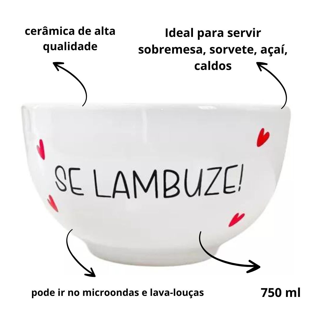 Bowl Tigela para Servir Açaí Sorvete Cerâmica Coração - 2