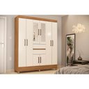 Ver imagem 1 de Guarda Roupa Solteiro 8 Portas e 2 Gavetas C/ Espelho Munique Amêndola/off White - Demóbile