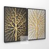 Quadro Folhas Douradas Duo Moderno Positive Negative - 2