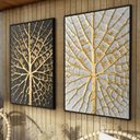 Ver imagem 1 de Quadro Folhas Douradas Duo Moderno Positive Negative