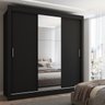 Guarda-roupa Casal Flórida 3 Portas de Correr com Espelho 3 Gavetas Preto Fosco - Panorama Móveis - 1