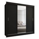 Ver imagem 4 de Guarda-roupa Casal Flórida 3 Portas de Correr com Espelho 3 Gavetas Preto Fosco - Panorama Móveis