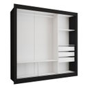 Ver imagem 5 de Guarda-roupa Casal Flórida 3 Portas de Correr com Espelho 3 Gavetas Preto Fosco - Panorama Móveis