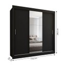 Ver imagem 3 de Guarda-roupa Casal Flórida 3 Portas de Correr com Espelho 3 Gavetas Preto Fosco - Panorama Móveis