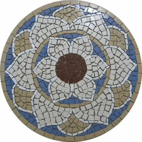 Mandala Indiana Piso Mosaico Lótus Iii Cerâmico 90cm