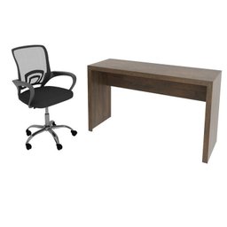 Kit 2 Peças com Escrivaninha 127cm com Cadeira de Escritório Diretor Tela Mesh - 2