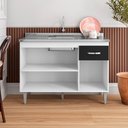 Ver imagem 3 de Balcão de Cozinha Elsa para Pia de 120cm Branco/Preto - Montanaris Decor MD MONTANARIS DECOR