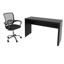 Kit 2 Peças com Escrivaninha 127cm com Cadeira de Escritório Diretor Tela Mesh - 3