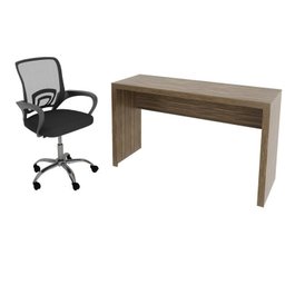 Kit 2 Peças com Escrivaninha 127cm com Cadeira de Escritório Diretor Tela Mesh - 2