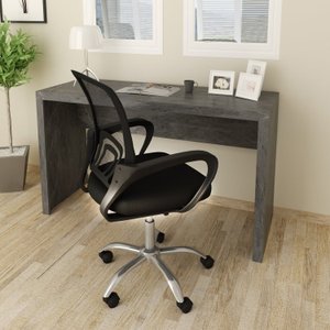 Kit 2 Peças com Escrivaninha 127cm com Cadeira de Escritório Diretor Tela Mesh