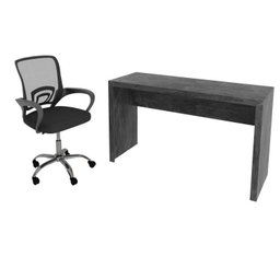 Kit 2 Peças com Escrivaninha 127cm com Cadeira de Escritório Diretor Tela Mesh - 3