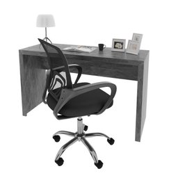Kit 2 Peças com Escrivaninha 127cm com Cadeira de Escritório Diretor Tela Mesh - 2