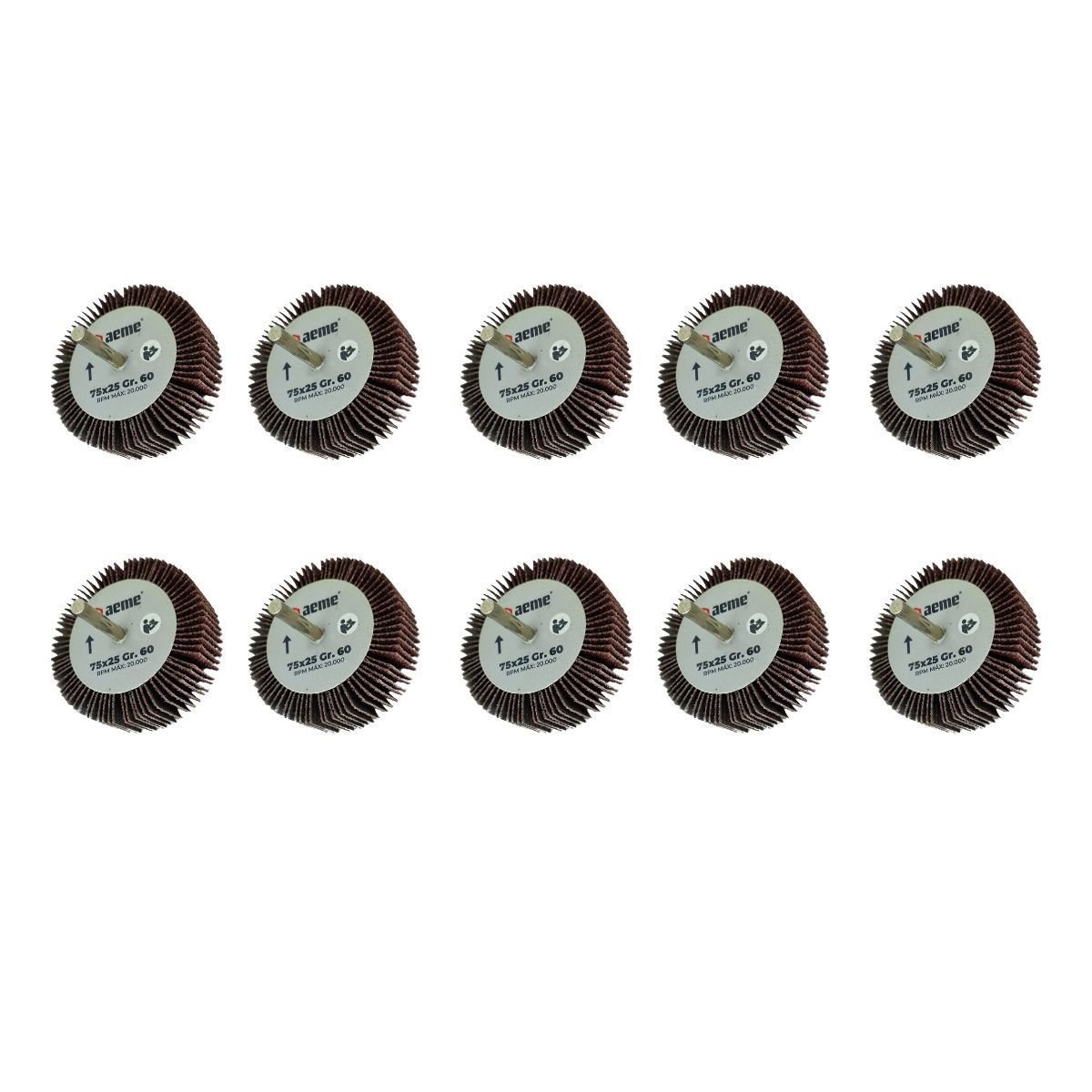Mini Roda Lixa Pg Aeme 75x25 Haste 6mm 10 Unidades | MadeiraMadeira
