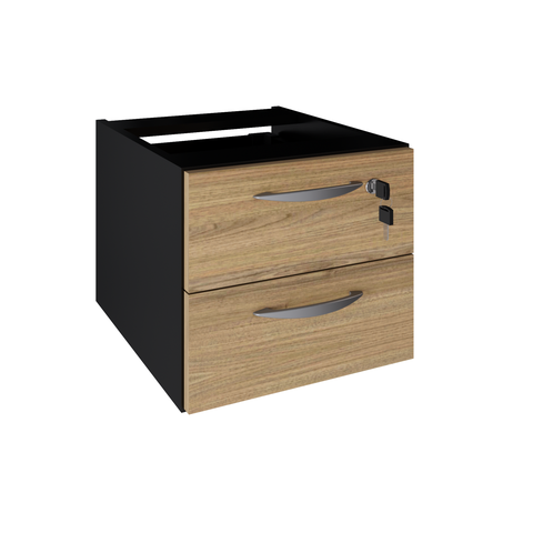 Gaveteiro Aéreo Savoia 2 Gavetas Linha 30mm 30x33x40cm Macadamia/preto