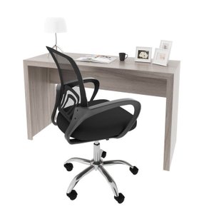Kit 2 Peças com Escrivaninha 127cm com Cadeira de Escritório Diretor Tela Mesh