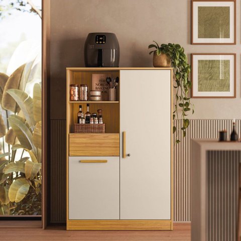 Armário Multiuso Neo 2 Portas 1 Gaveta Cinamon/Off White - Demóbile