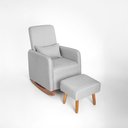 Ver imagem 1 de Poltrona de Amamentação Helena Balanço com Almofada + Puff Linho Cinza Cod 2502 - Lahome Decor