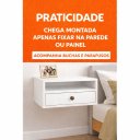 Ver imagem 5 de Mesa de Cabeceira Suspensa 25cm com Gaveta e Nicho MDF 15mm Branco Mesa de Cabeceira Montada Telescó