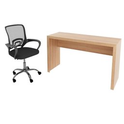 Kit 2 Peças com Escrivaninha 127cm com Cadeira de Escritório Diretor Tela Mesh - 2