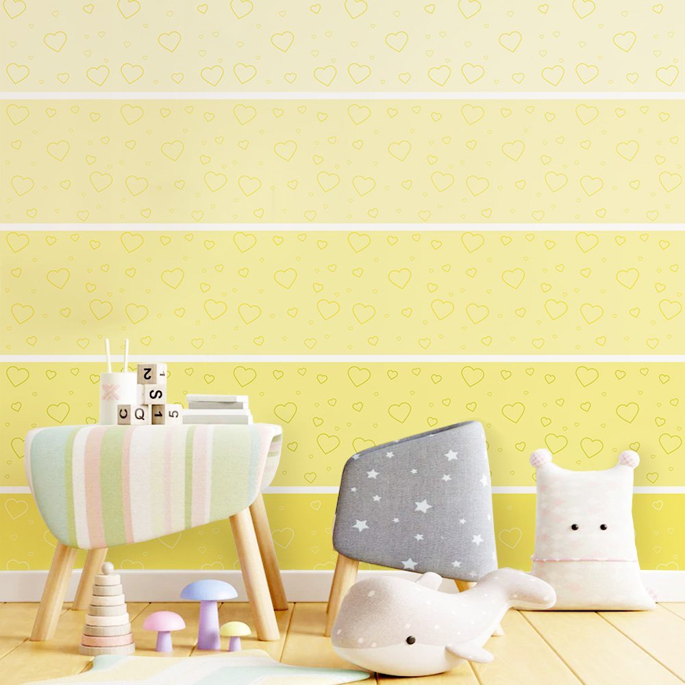 Papel de Parede Degradê Coração - Várias Cores - Amarelo - 1