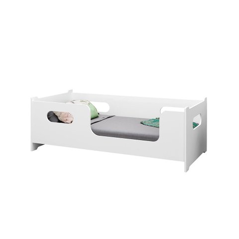 Cama Juvenil Master Branca MDF com Proteção Lateral para Quarto Infantil Criança Moderna