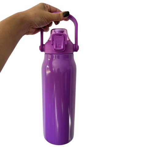 Garrafa Térmica Água Inox Academia Alça Tampa Não Vaza 12hs Quente/frio Copo Térmico Sport Lilás