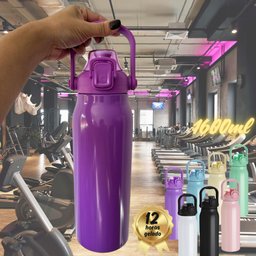 Garrafa Térmica Água Inox Academia Alça Tampa Não Vaza 12hs Quente/frio Copo Térmico Sport Lilás - 3