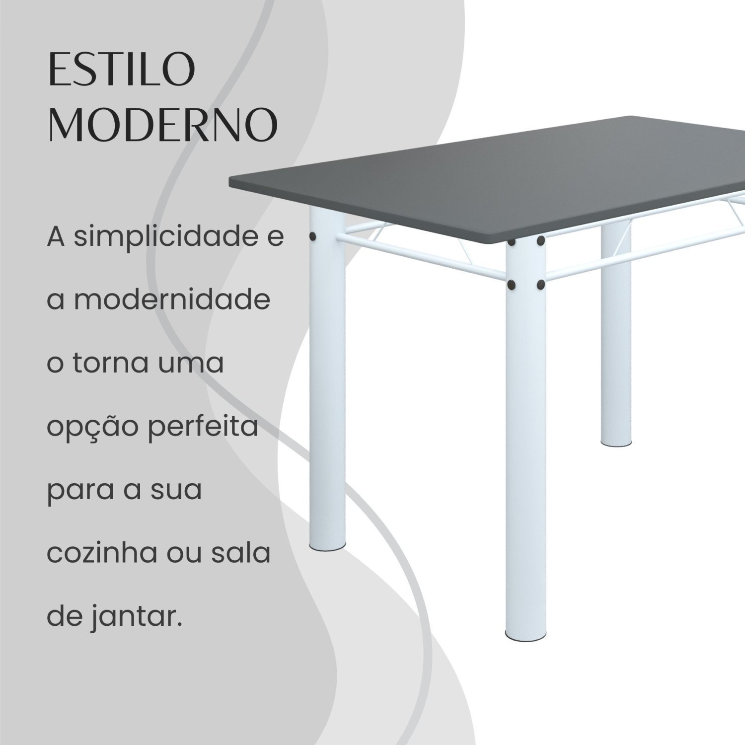 Conjunto Sala de Jantar Bahia Mesa Tubo 140x75cm Tampo Pedra com 6 Cadeiras - 7