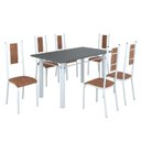 Ver imagem 2 de Conjunto Sala de Jantar Bahia Mesa Tubo 140x75cm Tampo Pedra com 6 Cadeiras