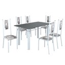 Ver imagem 2 de Conjunto Sala de Jantar Bahia Mesa Tubo 140x75cm Tampo Pedra com 6 Cadeiras