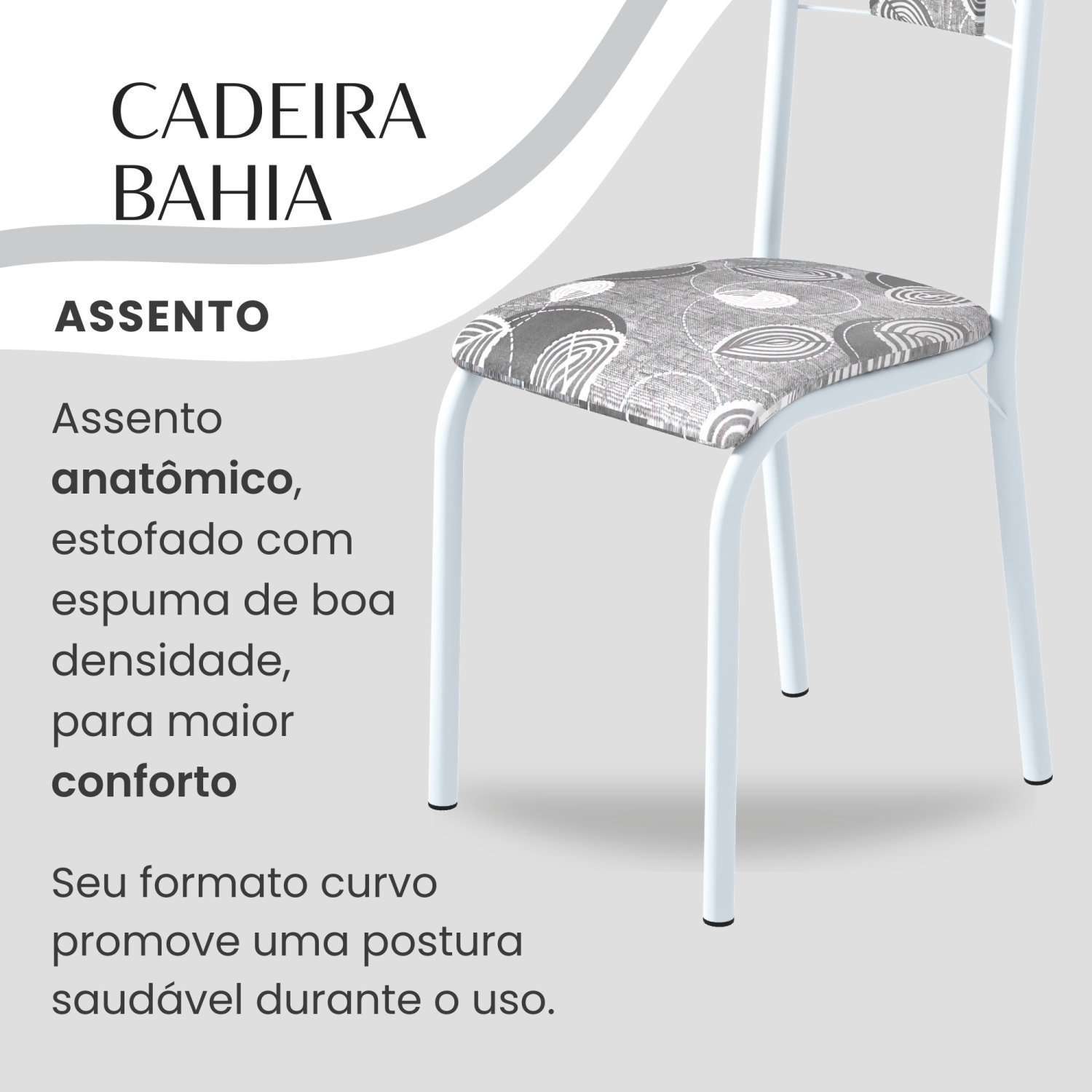 Conjunto Sala de Jantar Bahia Mesa Tubo 140x75cm Tampo Pedra com 6 Cadeiras - 8