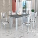 Ver imagem 1 de Conjunto Sala de Jantar Bahia Mesa Tubo 140x75cm Tampo Pedra com 6 Cadeiras