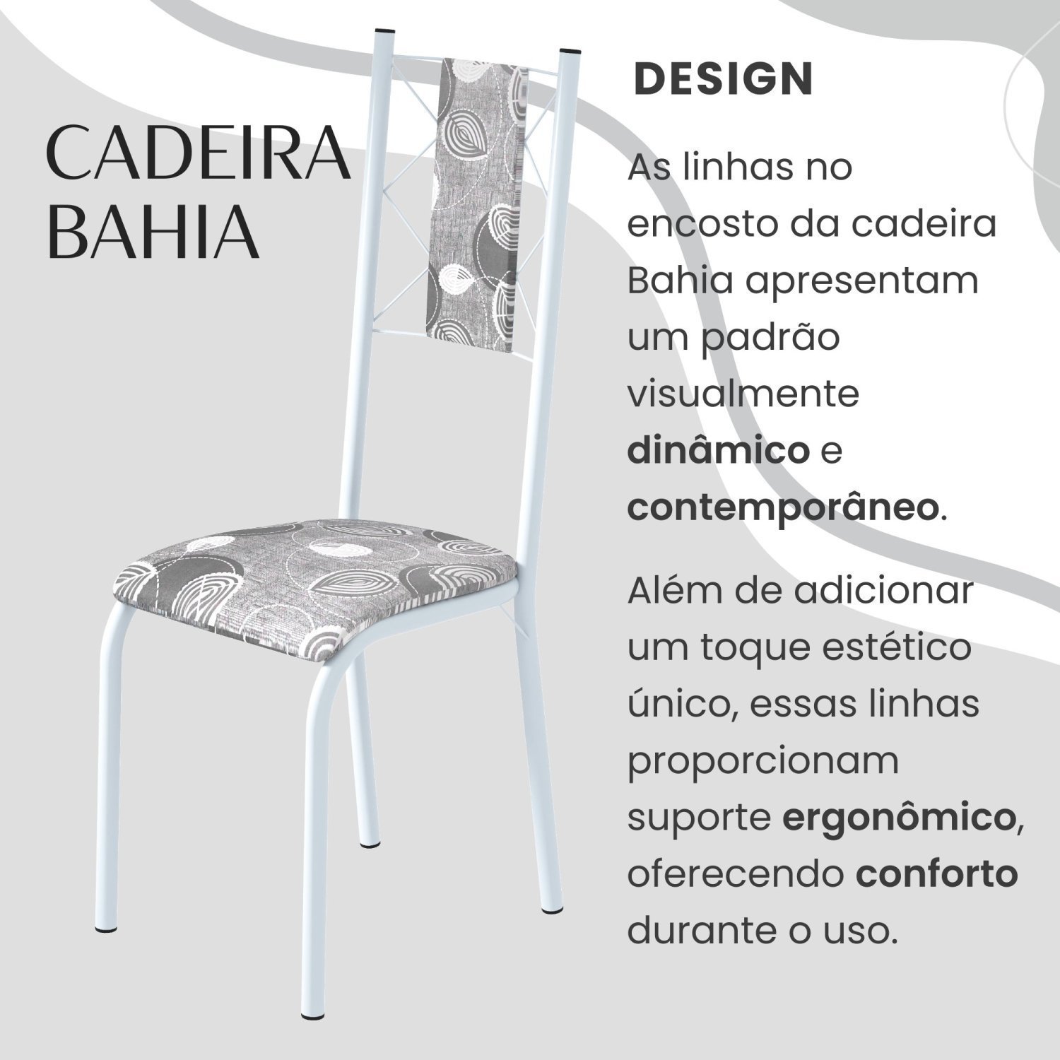 Conjunto Sala de Jantar Bahia Mesa Tubo 140x75cm Tampo Pedra com 6 Cadeiras - 5