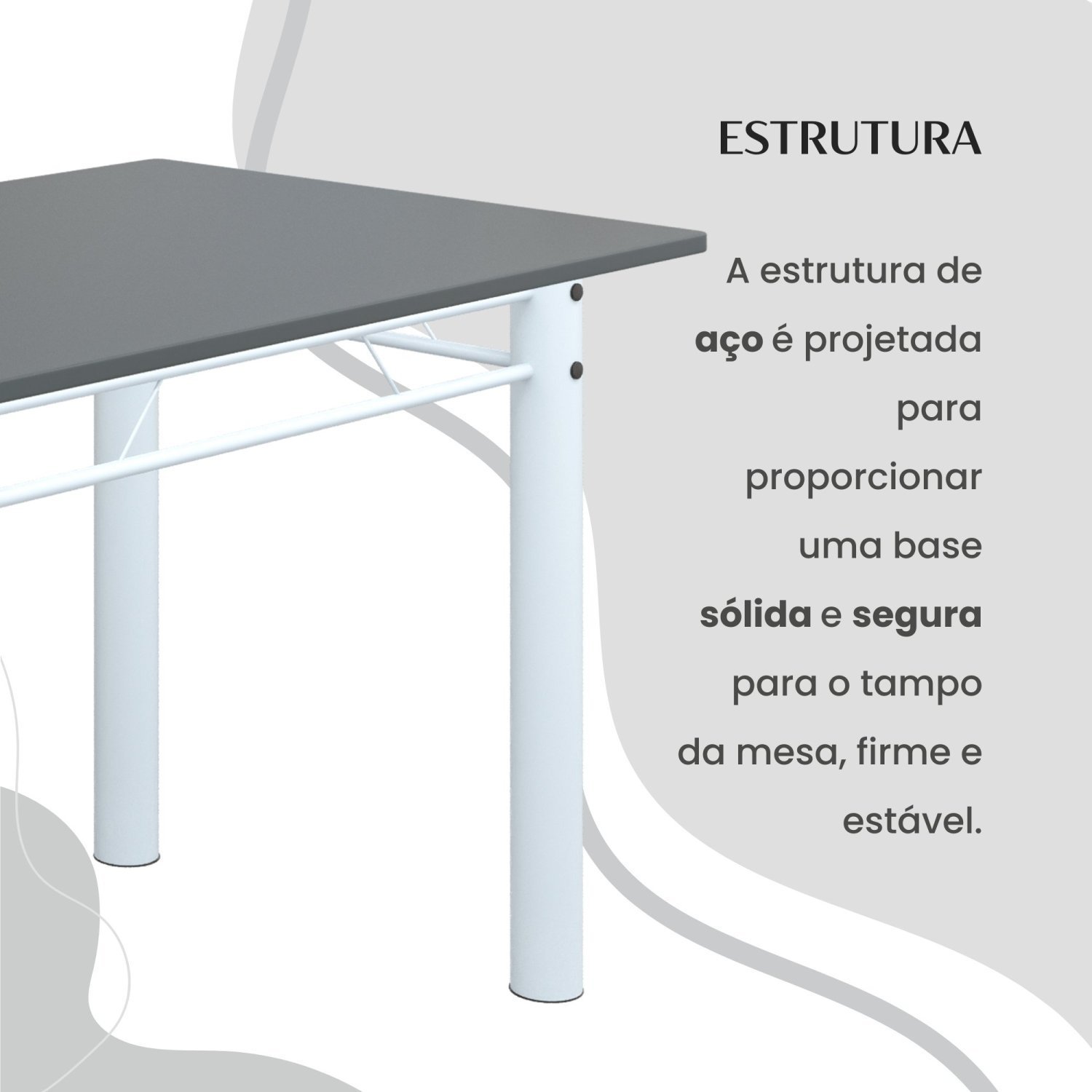 Conjunto Sala de Jantar Bahia Mesa Tubo 140x75cm Tampo Pedra com 6 Cadeiras - 10