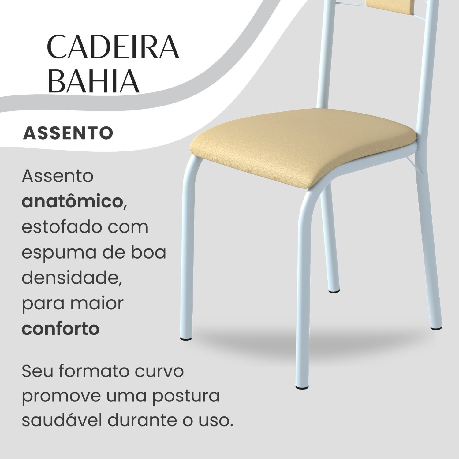 Conjunto Sala de Jantar Bahia Mesa Tubo 140x75cm Tampo Pedra com 6 Cadeiras - 8