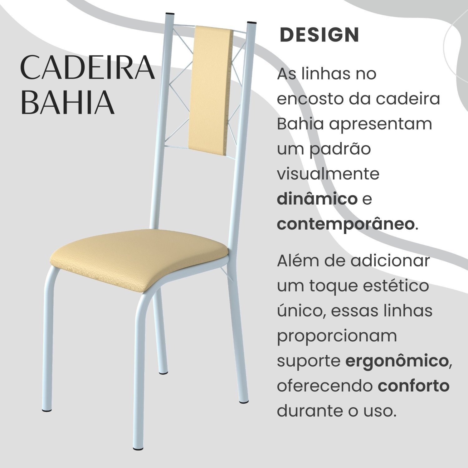 Conjunto Sala de Jantar Bahia Mesa Tubo 140x75cm Tampo Pedra com 6 Cadeiras - 5