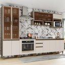 Ver imagem 1 de Cozinha Completa Modulada 7 Peças para Forno Embutir e Cooktop 11 Portas Aurora Espresso Móveis Bege/Duna/Cristal