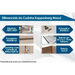 Cozinha Modulada Completa Maxxi 17 Peças (4aéreos+5balcões+2paneleiros+1torrequente+5complementos - 5